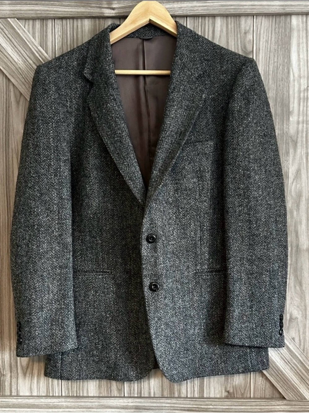 Men's Herringbone Tweed Blazer - Charcoal Gray
